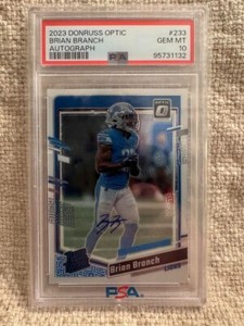 2023 Brian Branch Optic Rated Rookie Auto 38/199 - PSA 10 GEM MT Detroit Lions 