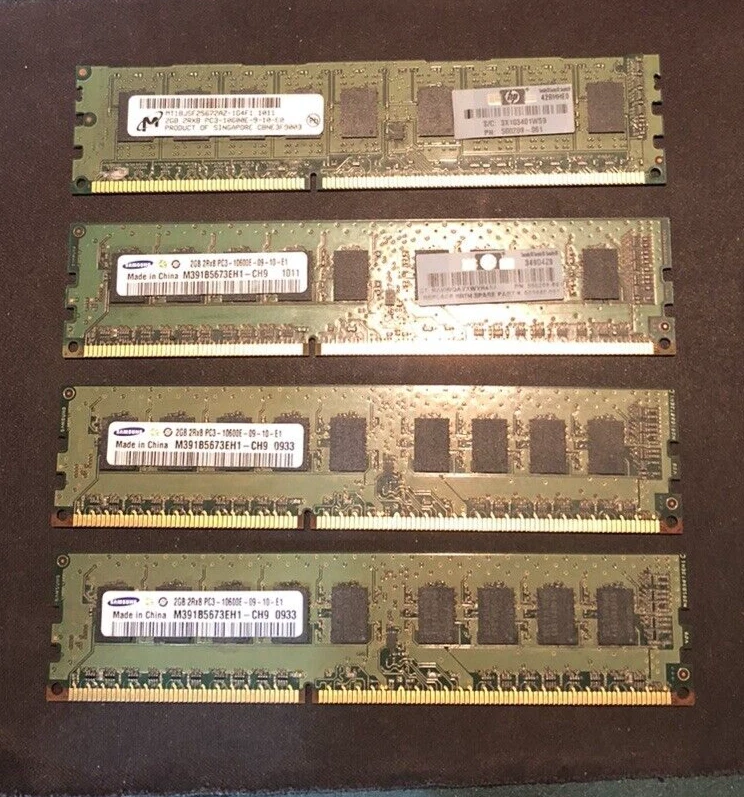 HP MEMORY 2GB 2RX8 PC3 10600E DDR3 500209-061 - 501540-00 - Immagine 2 di 4