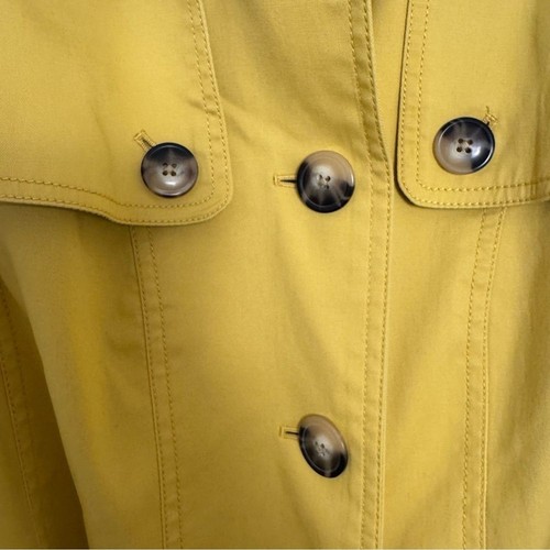 Talbots Mustard Yellow Trench Coat Size Large Preppy Coastal Classic Timeless - Picture 4 of 16