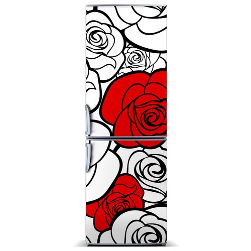 3D Refrigerator Kitchen Removable Sticker Living room Flowers Plant Roses - Picture 4 of 9