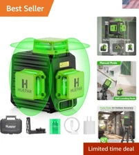 Huepar 12-Line Green Laser Level Set - Rechargeable, Magnetic Base & Accessories
