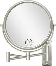 Wall Mounted Makeup Mirror 10X Magnifying 360 Swivel Brush Nickel Finish