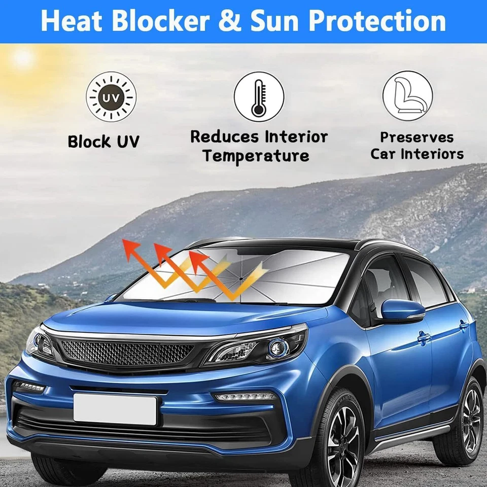For Toyota Accessory Car Windshield Umbrella Sun Shade Heat UV Block Visor Cover Foto 4 de 4