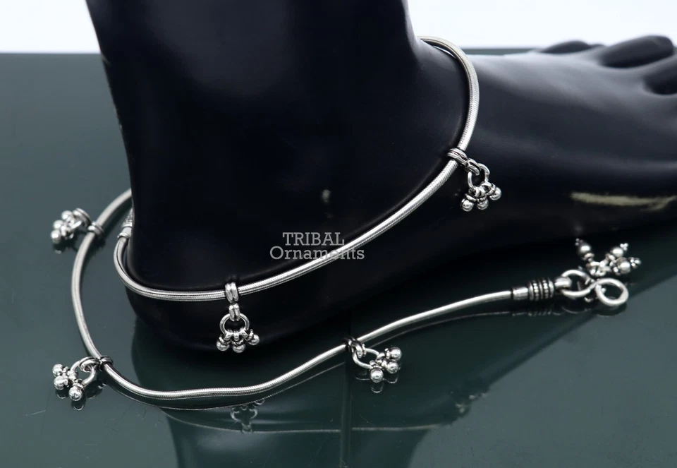 Tornozeleiras de corrente de cobra prata esterlina 925 melhores joias tribais étnicas e 466 - Imagem 4 de 4