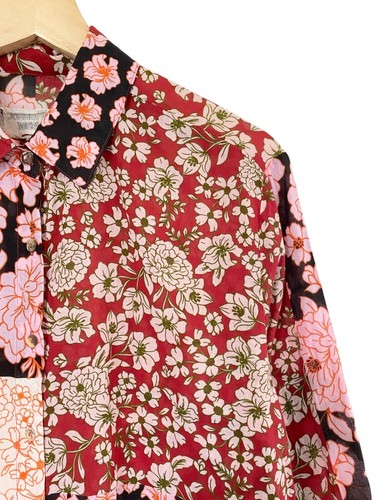 JOHNNY WAS Size M Flora Patchwork Work Shop Floral Long Sleeve Shirt - Foto 5 di 16
