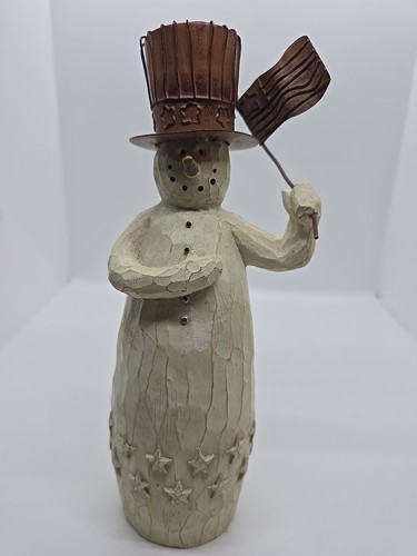Flurryville Collection POLAR PAUL THE PATRIOT 8.75" Figurine Snowman Flag Stars. - Picture 2 of 6