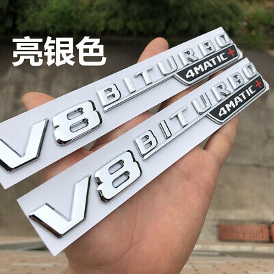 2pcs Chrome Letters V8 BITURBO Fender Emblem Badge Emblems for Mercedes Benz AMG 2pcs Chrome Letters V8 BITURBO Fender Emblem Badge Emblems for Mercedes Benz AMG