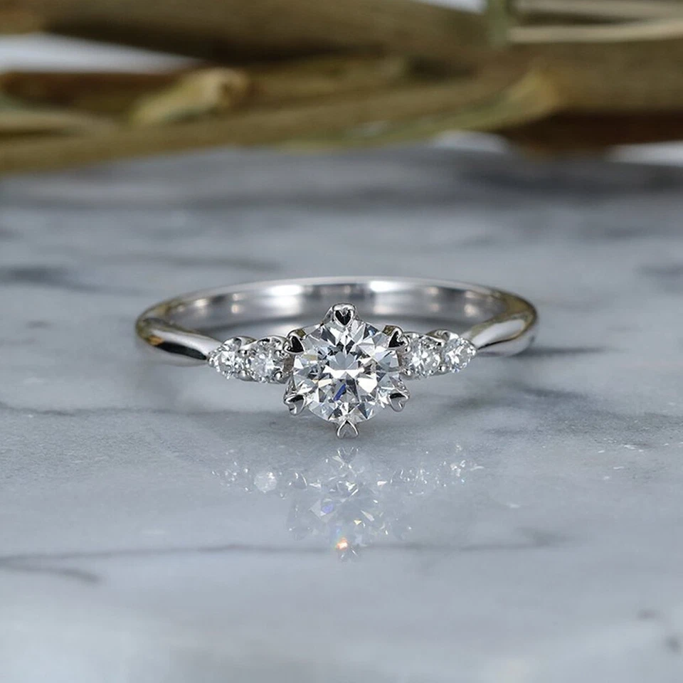 1,50 Solitär Diamant Verlobungsring WeißGold Finish Schön Damen Ring gr 50-62 - Bild 4 von 4