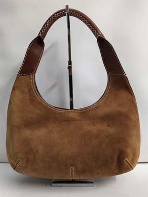 brown suede hobo bag