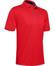 NEW Under Armour Men's Tech Loose Fit Polo Shirt Red Medium Polyester