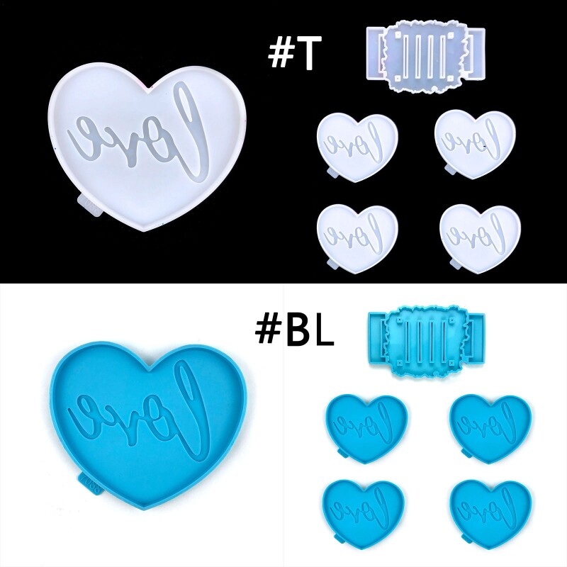 Set Heart with Storage Base Epoxy Resin Mold Handmade Silicone Mould