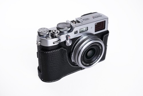 Genuine Real Leather Half Camera Case Bag Cover for FUJIFILM X100F Bottom Open 6 - 第 12/35 張圖片
