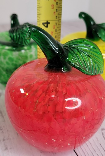 Pisapapeles Art Vidrio Decoración Manzanas Rojo Amarillo Verde Soplado a Mano Decoración de Cocina - Imagen 7 de 10