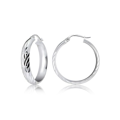 Sterling Silber halbrunde Design Diamantschliff Creolen, 25