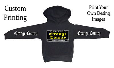 Toddler Black Hoodie No Pockets All Sizes Orange County California License Plate
