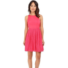 New Adrianna Papell Pink Peony Fit & Flare Lace Sleeveless Dress Size 12