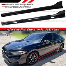 For 2022-26 Honda Civic Sedan & Hatchback Yofer Gloss Black Side Skirt Extension