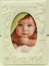 New Russ Berrie Small Blessings 4"x6" Baby's Christening Photo Frame