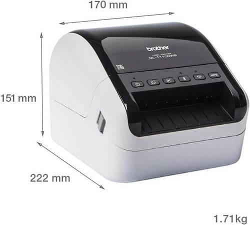 BROTHER QL-1110NWB PROFESSIONAL FAST AUTO CUTTER DIRECT THERMAL LABEL PRINTER - Afbeelding 3 van 9