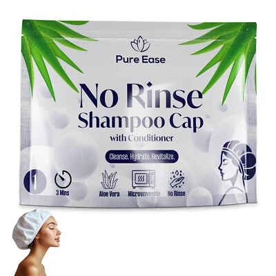 PureEase Shampoo Cap No Rinse - Shampoo Caps No Rinse for Elderly - Easy to Use