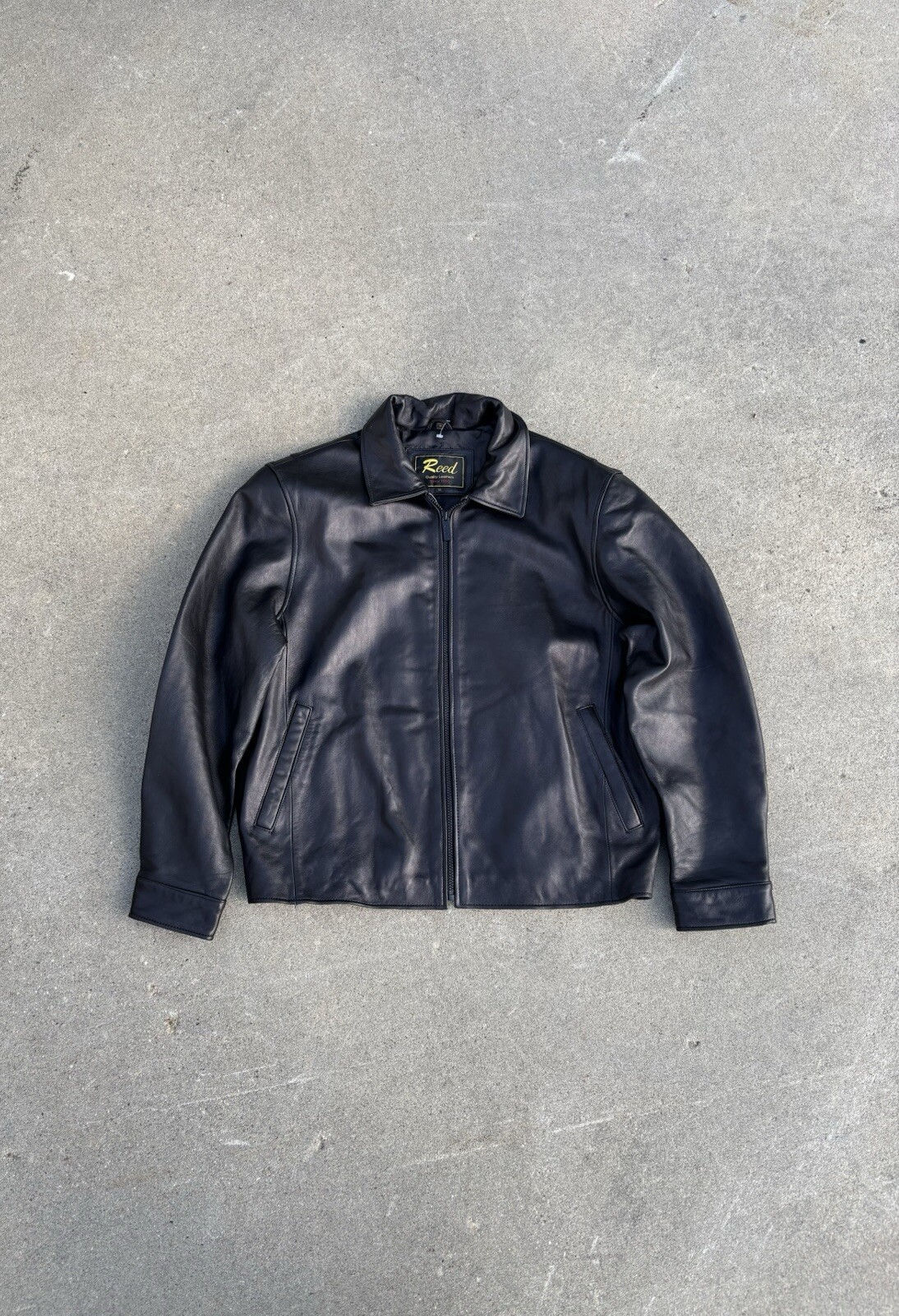 Black Reed Leather Jacket Mens Medium