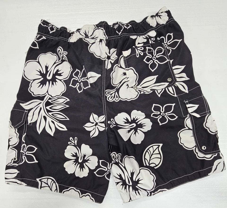 Hombres XL 40/42 Merona Carga Natación/Tabla Corta Estampado Hawaiano Forrado Auto Cierre Mosca Foto 2 de 4
