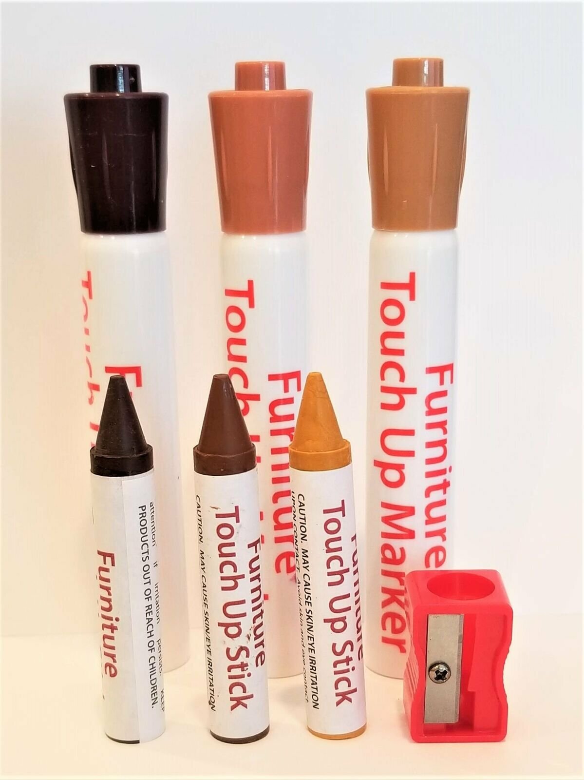 7pc Wood Furniture & Flooring Touch Up Markers & Filler Stick Scratch