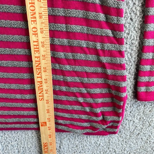 Talbots Sweater Womens Large Pink Gray Striped Tunic Oversize Chunky Knit Preppy - Picture 14 of 15