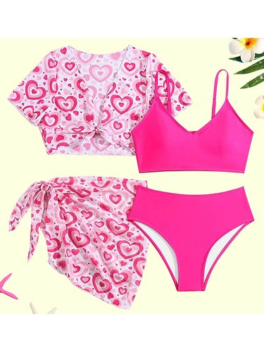 Kids Set Diving Costume Bathing Beachwear Holiday Wetsuit Hawaiian Outfits Boho - Picture 14 of 20