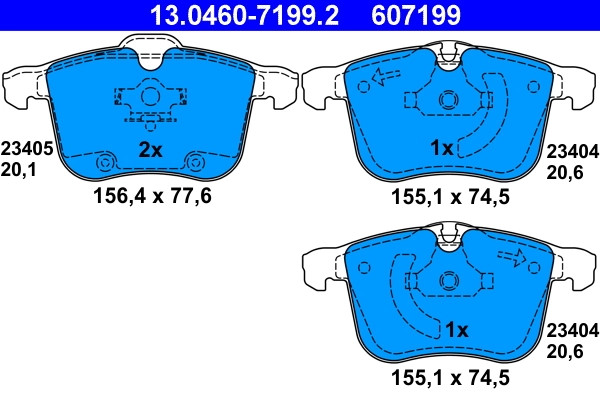 Kit plaquettes de frein ATE 13.0460-7199.2 pour stopper les sifflements OE 12802167