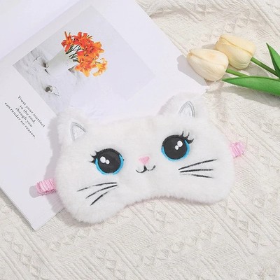 2024 Cute Plush Sleeping Mask Big Eyes Plush Eye Patch Kids Cat Shading Eye Mask