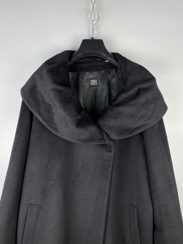 Cinzia Rocca Womens Luxury Angora Wool Black Oversized Coat Size L / XL - Picture 3 of 18