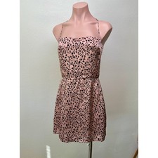 Reformation Silk Cheetah Mini Dress Pink/Black US 6 Spaghetti Strap