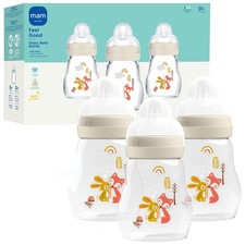 MAM 6oz Premium Glass Wide Neck Baby Bottle with Slow Flow Breastfeeding-Like