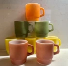 Anchor Hocking FireKing Vintage D Ring Coffee Mugs Set of 8 Mixed Lot USA MCM