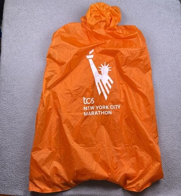 TCS New York Road Runners Marathon Poncho Orange Cape Fleece Lined Running