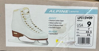 Lake Placid Alpine White Ice Skates | Women's Size 9