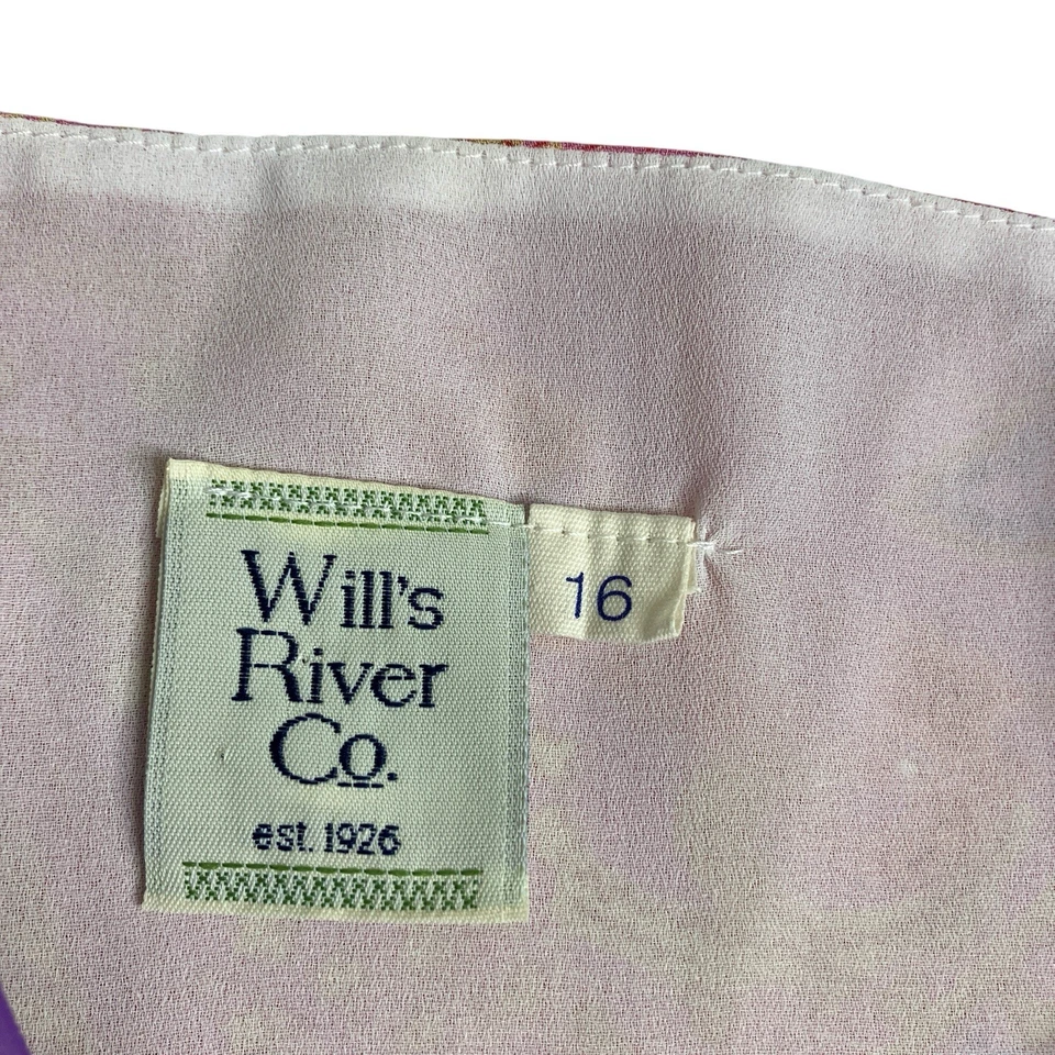 Maxi Vestido Boho Vintage Años 90 Y2K Will's River Co Para Mujer 16 Rosa Paisley Tirantes Foto 3 de 4