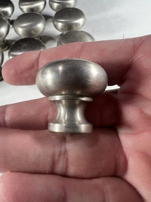 10 Brushed Nickel Metal Drawer Knobs. Pre Owned