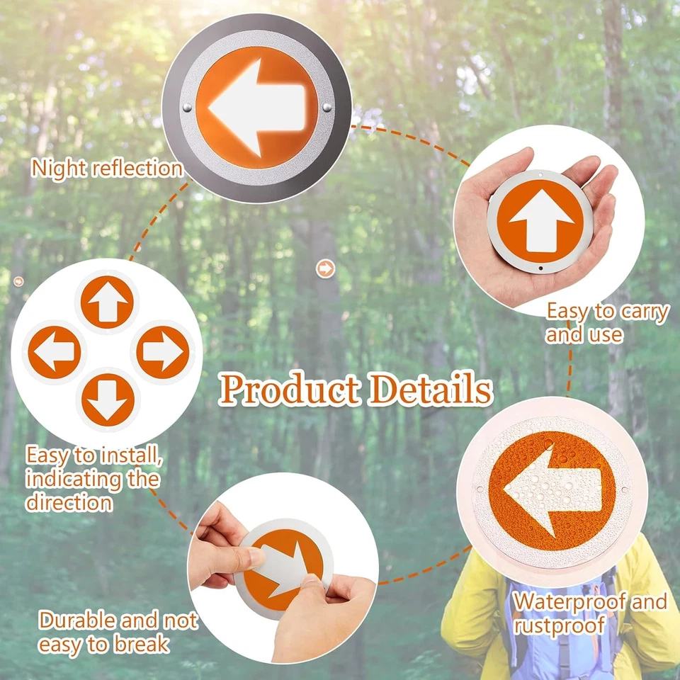 Marcadores de sendero reflectantes naranjas - flechas brillantes ligeras para marcar árboles (juego  Foto 4 de 4
