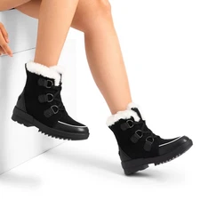 Women Winter Warm Faux Fur Lined Snow Boots Lace Up Waterproof Snow Boots