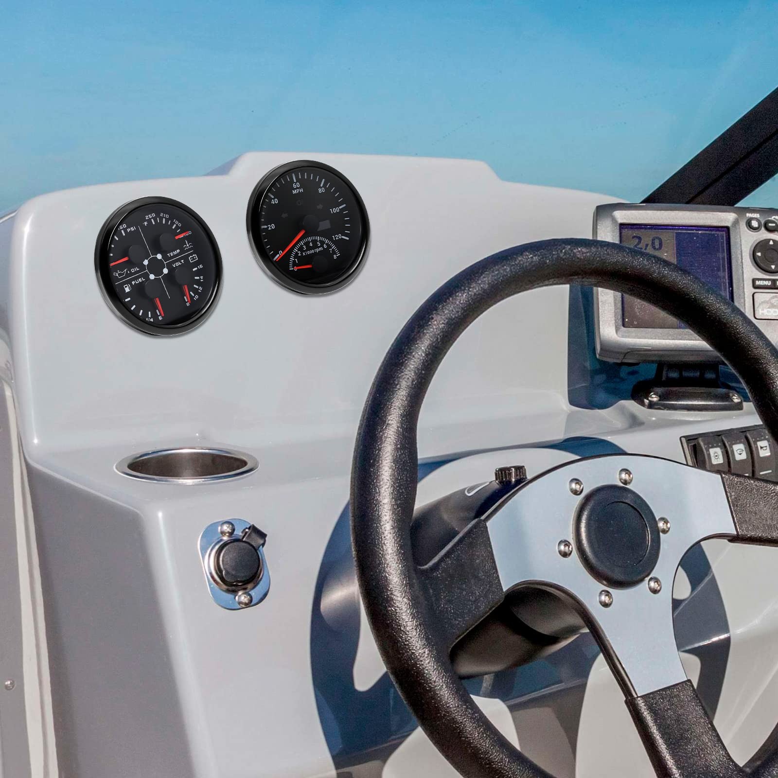 GPS Speedometer Gauge Set - GPS Speedometer with Tachometer,Fuel Level Water ...