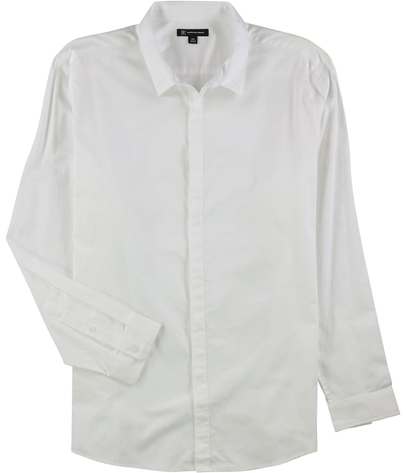 I.N.C Mens Solid Button Up Shirt, White, XX-Large