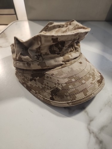 US MARINE CORPS HAT Garrison Marpat Desert Size Medium Military Service Cap - Picture 9 of 12