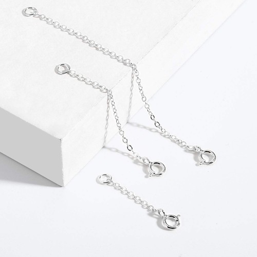 3 Pcs 925 Sterling Silver Necklace Extenders for Women Durable Strong Removab... - Picture 5 of 7