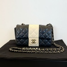 Chanel Black‑White Color Block CF Large‑Mini Classic Flap Shoulder Crossbody Bag