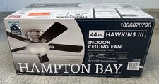 Hampton Bay Hawkins III 44 in. Indoor Brushed Nickel Flush Mount Ceiling Fan New