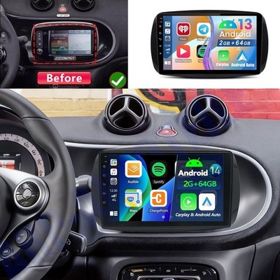 Car Radio Stereo Carplay For Mercedes Benz Smart Fortwo 2016-2019 4+64G GPS Navi