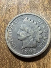 1892 Indian Head Cent Penny  Fine Condition Nice Details “Actual Coin Pictured"