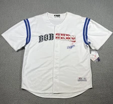 Los Angeles Dodgers Jersey Mens XL White MLB Baseball Patriotic USA Stars Flag